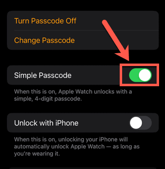ऐप्पल वॉच सिंपल पासकोड