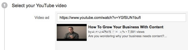 अपने YouTube विज्ञापन अभियान के लिए अपने वीडियो का लिंक जोड़ें।
