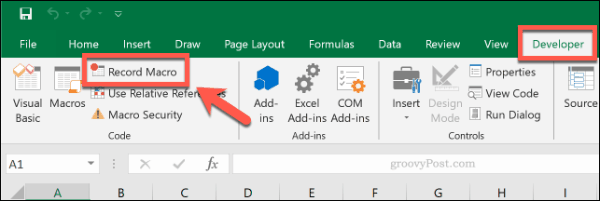 Microsoft Excel में रिकॉर्ड मैक्रो बटन