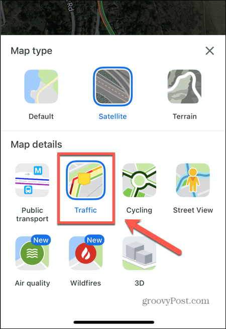 गूगल मैप्स लाइव ट्रैफिक सक्षम