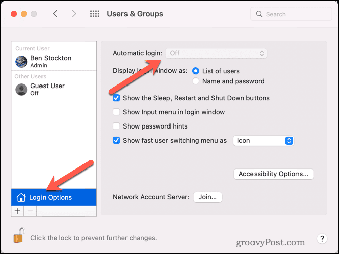 Mac पर स्वचालित लॉगिन की अनुमति दें