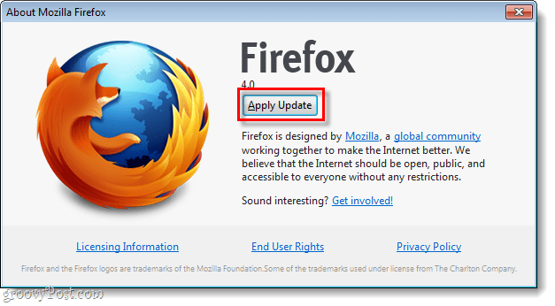 फ़ायरफ़ॉक्स 4 अद्यतन लागू होते हैं