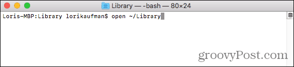 मैक पर टर्मिनल से फाइंडर में लाइब्रेरी फ़ोल्डर खोलें