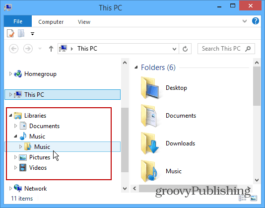 विंडोज 8.1 टिप: फ़ाइल एक्सप्लोरर में बैक लाइब्रेरी लाओ