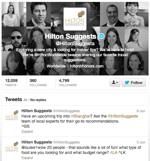 hilton ट्विटर पर सुझाव देते हैं