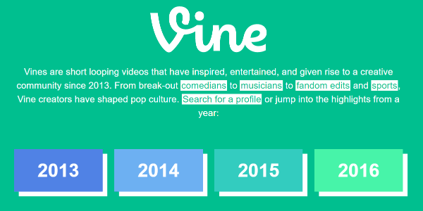 ट्विटर ने 2013 से 2016 के बीच से Vine साइट पर चुपचाप एक Vine संग्रह शुरू किया।