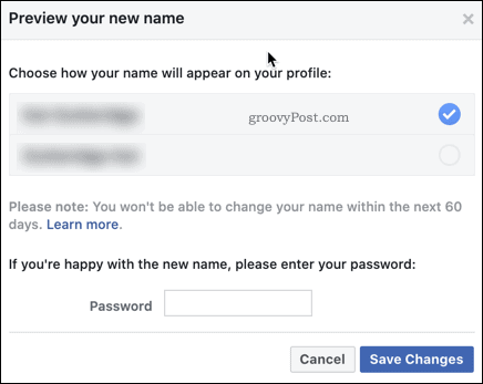 फेसबुक नाम बदलने की पुष्टि