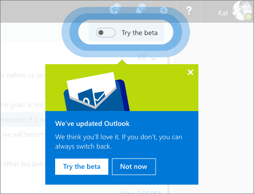 Outlook.com बीटा 4