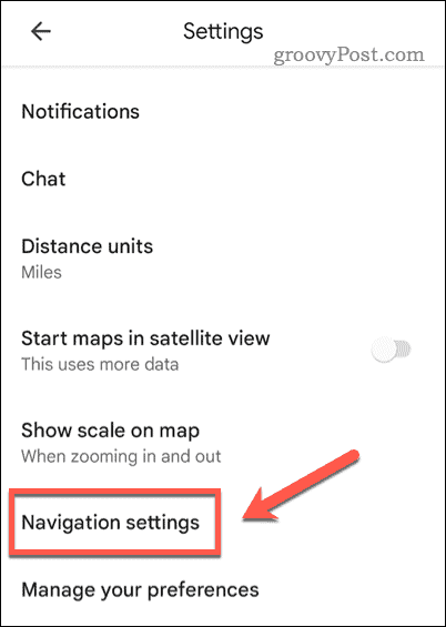 Google मानचित्र नेविगेशन सेटिंग खोलें