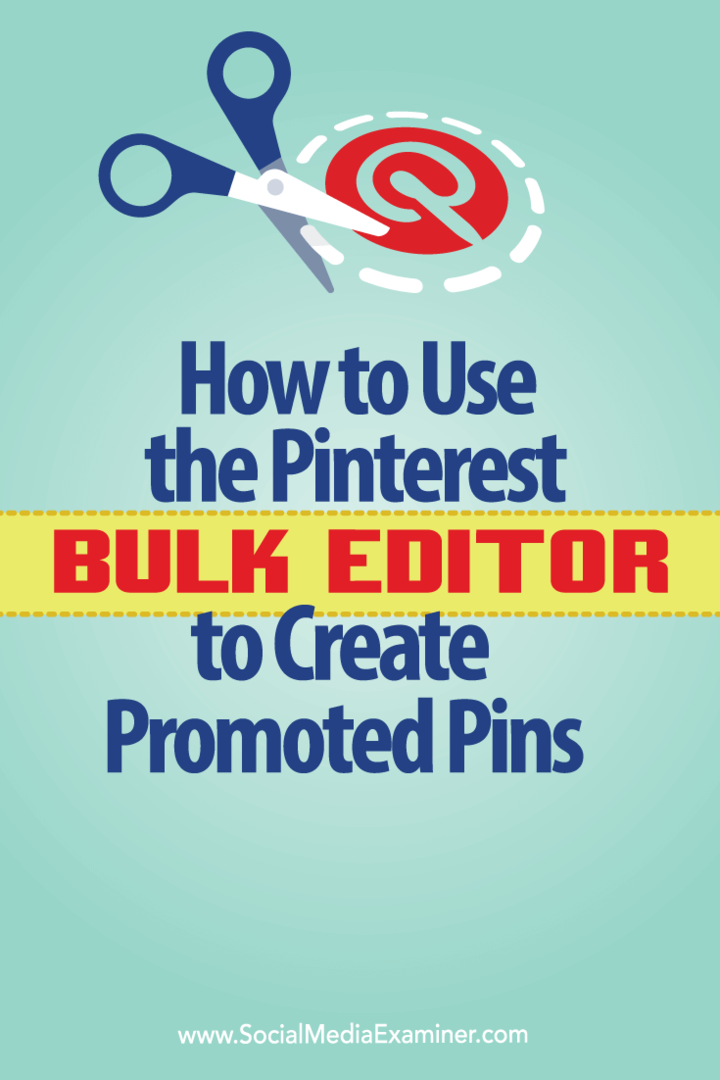 प्रचारित पिंस बनाने के लिए Pinterest Bulk Editor का उपयोग कैसे करें: सोशल मीडिया परीक्षक
