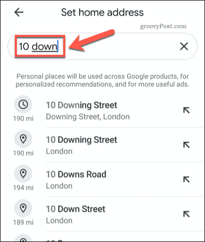 Google मैप्स मोबाइल में घर का पता खोजना