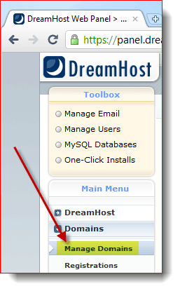 DreamHost पर अपने डोमेन का प्रबंधन करें