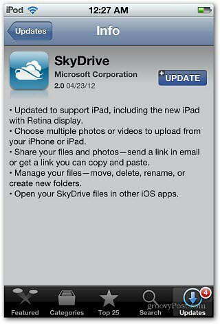 SkyDrive iOS अपडेट