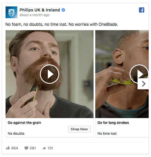 वीडियो हिंडोला विज्ञापन में, फिलिप्स अपने उत्पाद के लिए कई उपयोग मामलों को प्रस्तुत करता है।