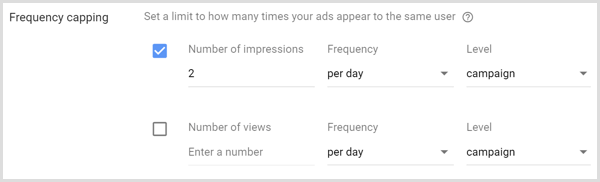 Google AdWords अभियान के लिए फ़्रीक्वेंसी कैपिंग सेटिंग