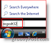 खोज बार से Windows Vista लॉन्च regedt32