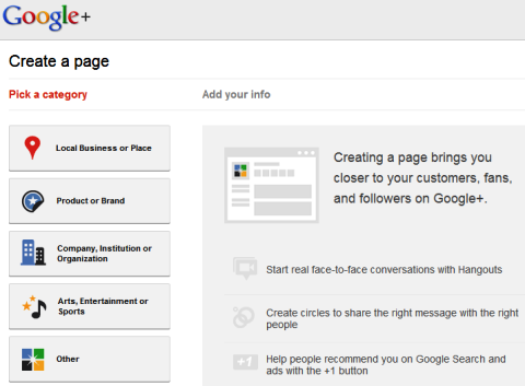 Google+ पृष्ठ - एक पेज बनाएँ