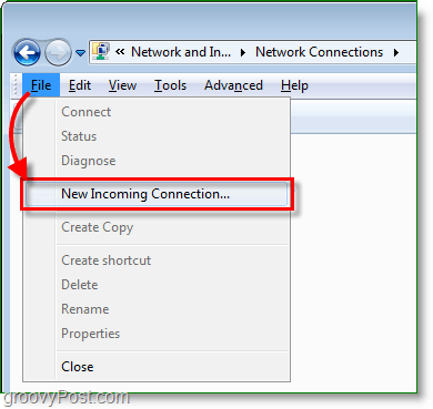 विंडोज 7 में एक नया इनकमिंग कनेक्शन बनाएं