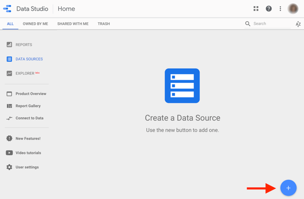 Google डेटा स्टूडियो में डेटा स्रोत बनाने के लिए अपने फेसबुक विज्ञापनों, चरण 1, विकल्प का विश्लेषण करने के लिए Google डेटा स्टूडियो का उपयोग करें
