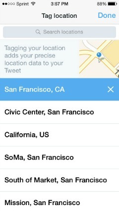 Twitter और Foursquare पार्टनर को ट्वीट्स में स्थान जोड़ने के लिए