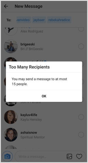 आप अधिकतम 15 लोगों को संदेश भेज सकते हैं।
