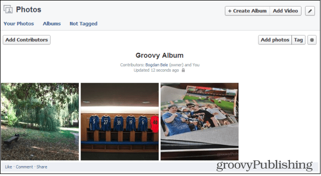 फ़ेसबुक शेयर किए गए फ़ोटो एल्बम योगदानकर्ता जोड़ना