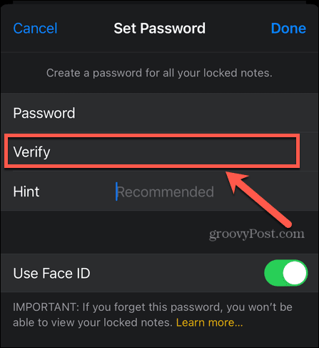 iPhone पासवर्ड सत्यापित करें