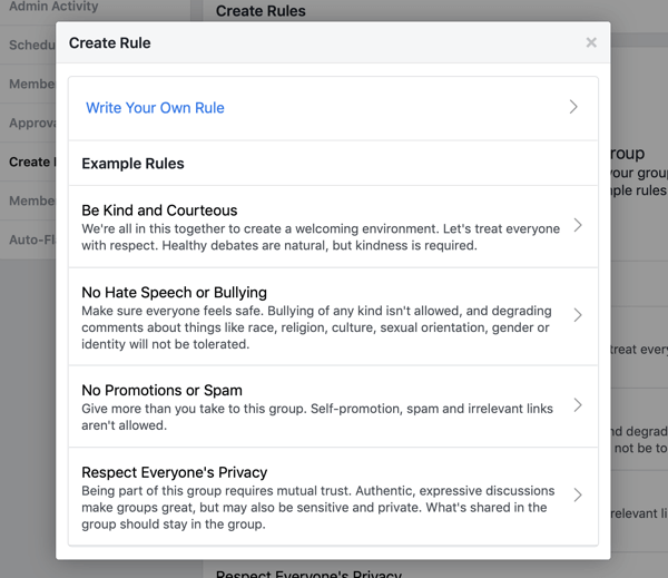 अपने फेसबुक समूह समुदाय में सुधार कैसे करें, उदाहरण के लिए फेसबुक समूह पूर्व लिखित नियम