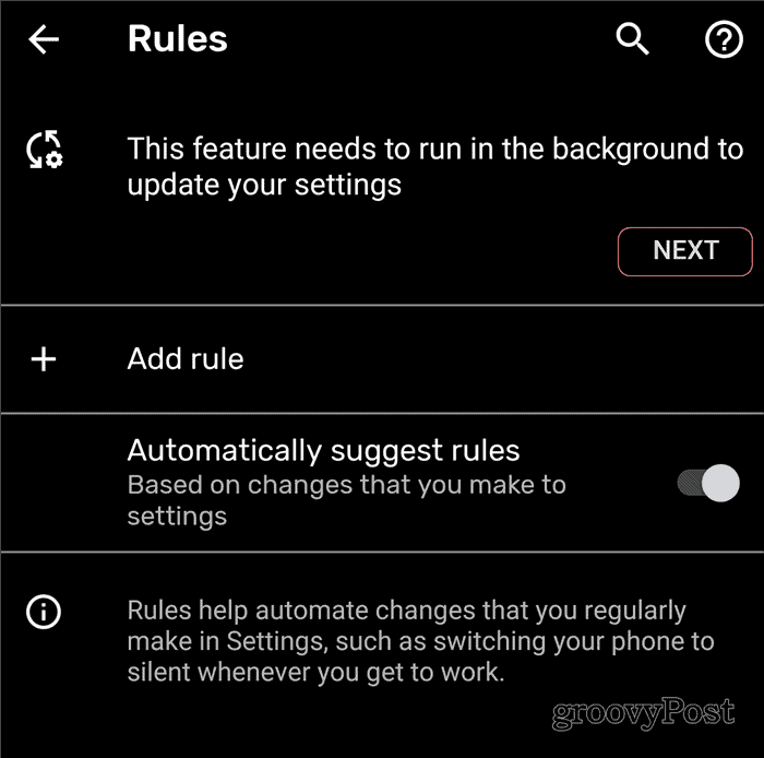 Android नियम पृष्ठभूमि