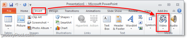 PowerPoint 2010 में एक वीडियो डालें