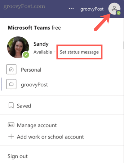 Microsoft Teams में स्थिति संदेश सेट करें