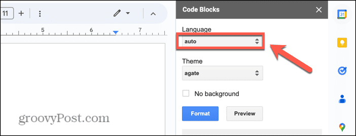 Google डॉक्स कोड भाषा को ब्लॉक करता है