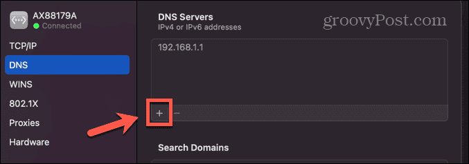 मैक डीएनएस सर्वर जोड़ें