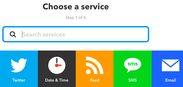 अपने IFTTT एप्लेट के लिए एक सेवा का चयन करें।