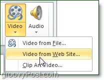 PowerPoint 2010 में वेब साइट विकल्प से वीडियो
