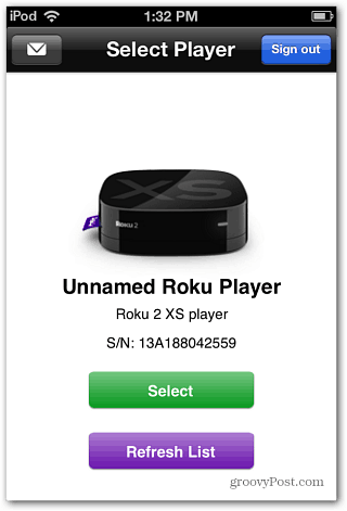 Roku Player का चयन करें