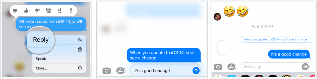 iOS 14 इनलाइन संदेश