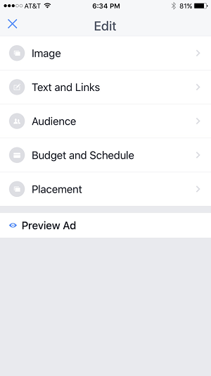 फेसबुक पेज मैनेजर ऐप में विज्ञापन अभियान के लिए विकल्प संपादित करें