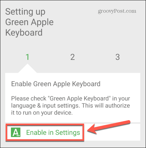 हरे सेब कीबोर्ड सेटिंग में सक्षम करें