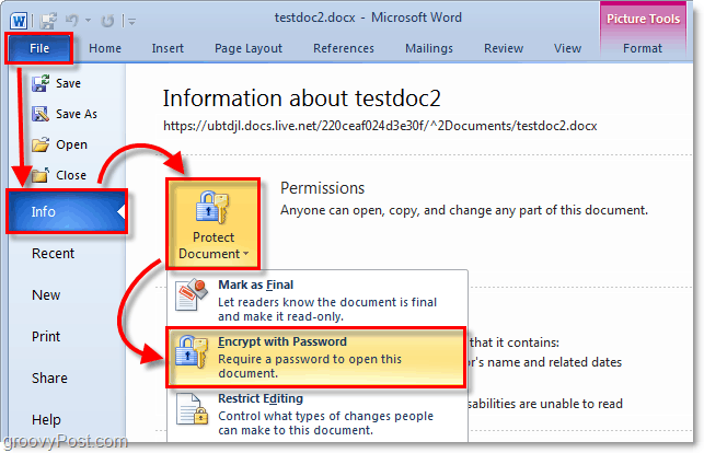 पासवर्ड एक कार्यालय 2010 दस्तावेज़ की रक्षा करता है