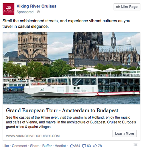 वाइकिंग नदी परिभ्रमण facebook समाचार फ़ीड विज्ञापन