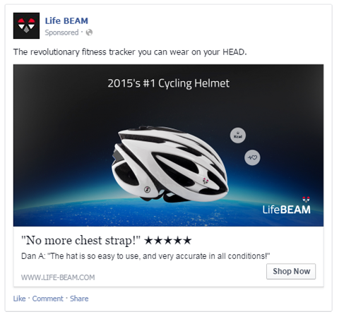 उपयोगकर्ता समीक्षा के साथ Lifebeam facebook विज्ञापन