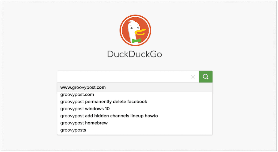 DuckDuckGo वेबसाइट