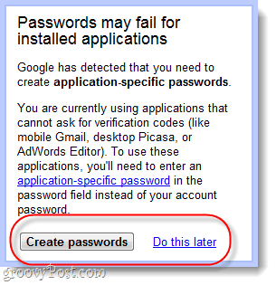 पासवर्ड विशिष्ट अनुप्रयोग पासवर्ड