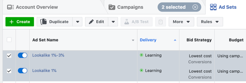 फेसबुक सीखने के चरण में विज्ञापन