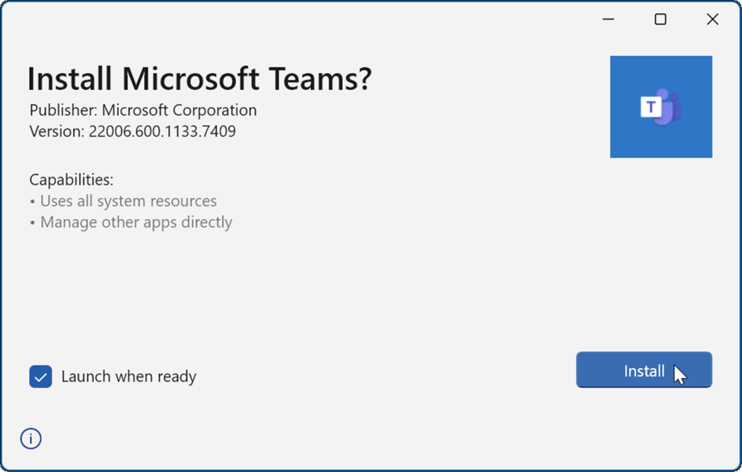 Microsoft टीम स्थापित करें जो लोड नहीं हो रही है