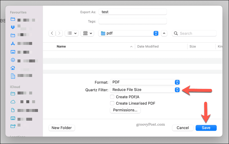 Mac पर पूर्वावलोकन का उपयोग करके PDF फ़ाइल का आकार कम करना