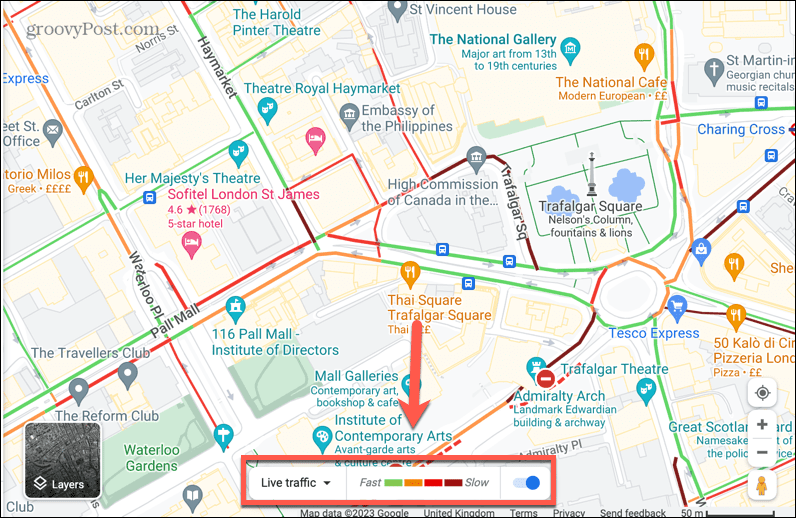 गूगल मैप्स लाइव ट्रैफिक बार
