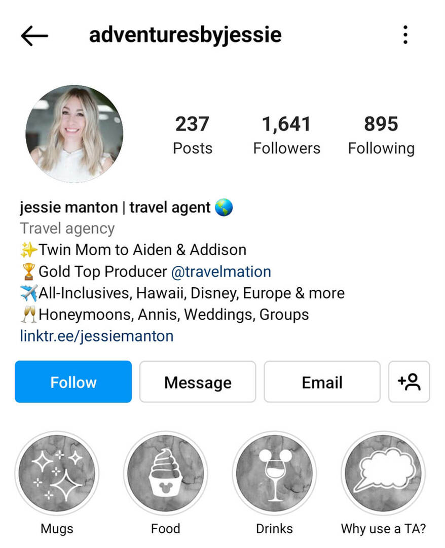 Instagram-जैव-रोमांचbyjessie-व्यवसाय-नाम-उदाहरण