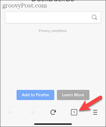 IOS के लिए फ़ायरफ़ॉक्स में टैब बटन टैप करें